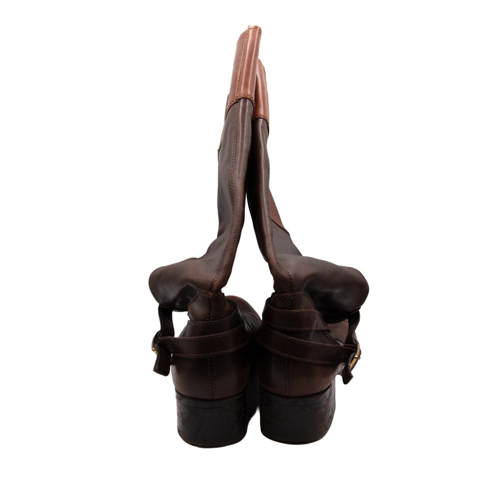 Bandolino Leather Knee High Riding Boots Brown‎ Buckle Zip Women's Size - Picture 6 of 11